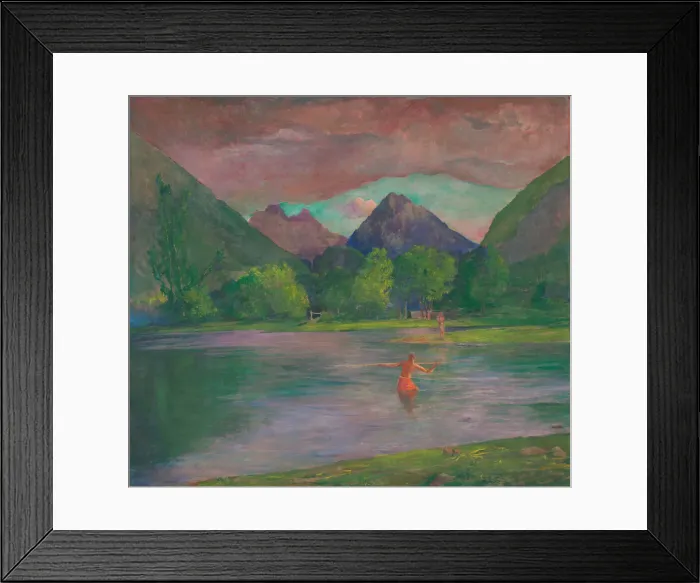 Framed Print : The Entrance to the Tautira River, Tahiti. Fisherman Spearing a Fish, c. 1895 Framed Print : The Entrance to the Tautira River, Tahiti. Fisherman Spearing a Fish, c. 1895