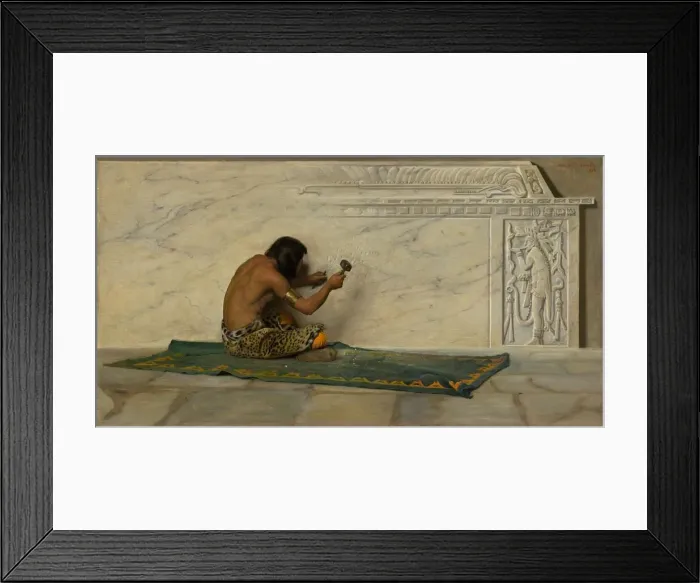 Framed Print : An Aztec Sculptor, 1887. Creator: George de Forest Brush Framed Print : An Aztec Sculptor, 1887. Creator: George de Forest Brush