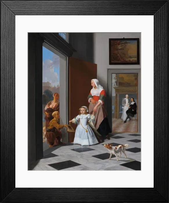 Framed Print : A Nurse and a Child in an Elegant Foyer, 1663. Creator: Jacob Ochtervelt Framed Print : A Nurse and a Child in an Elegant Foyer, 1663. Creator: Jacob Ochtervelt
