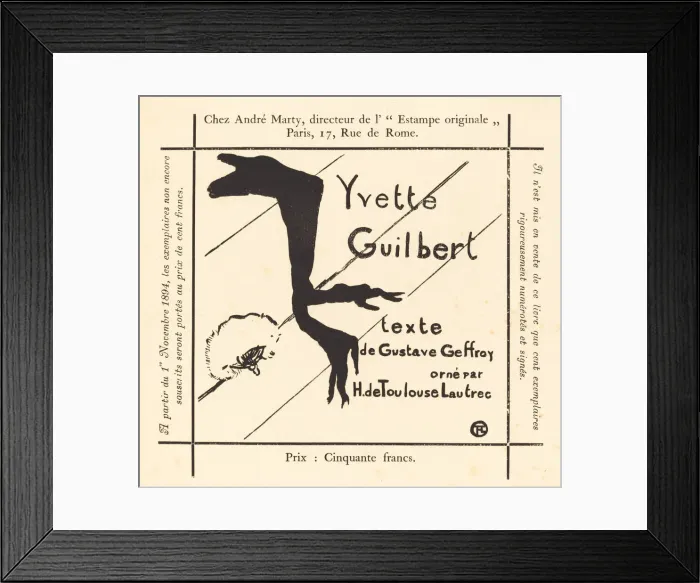 Framed Print : Advertisement for the Album Yvette Guilbert, 1894. Creator: Henri de Toulouse-Lautrec Framed Print : Advertisement for the Album Yvette Guilbert, 1894. Creator: Henri de Toulouse-Lautrec