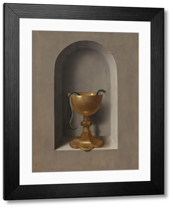 Framed Print : Chalice of Saint John the Evangelist [reverse], c. 1470  /  1475. Creator: Hans Memling