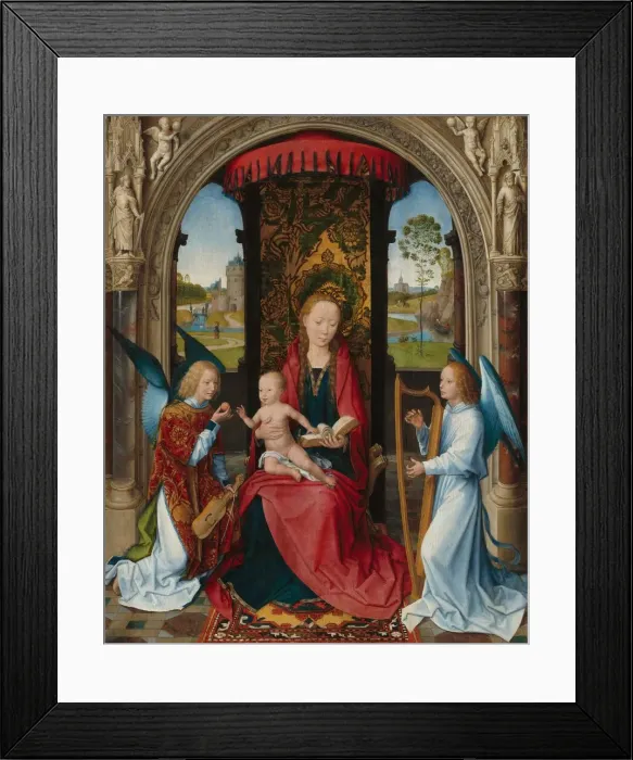 Framed Print : Madonna and Child with Angels, after 1479. Creator: Hans Memling Framed Print : Madonna and Child with Angels, after 1479. Creator: Hans Memling