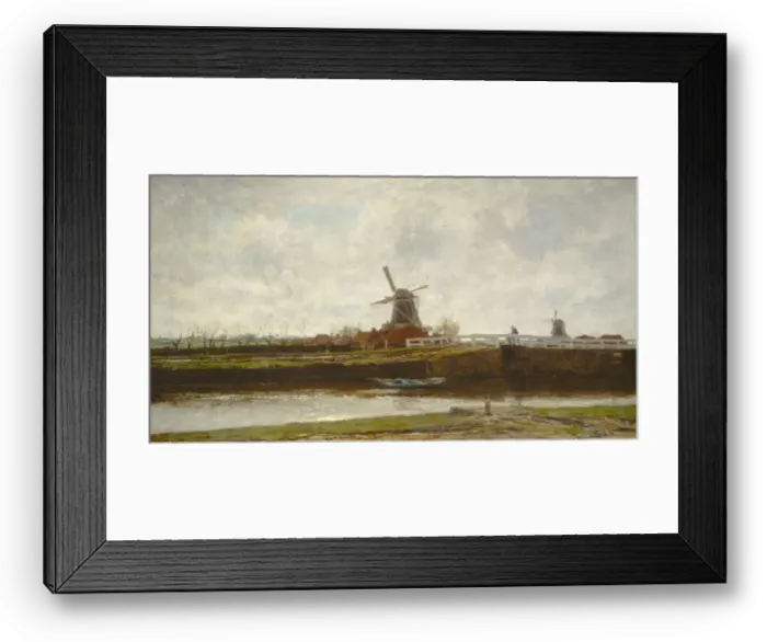 Framed Print : View of the Mill and Bridge on the Noordwest Buitensingel in The Hague, 1873 Framed Print : View of the Mill and Bridge on the Noordwest Buitensingel in The Hague, 1873