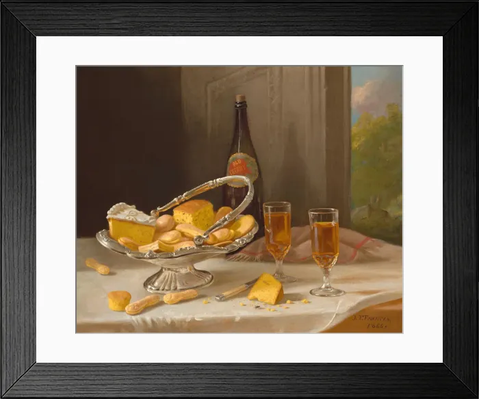 Framed Print : Still Life with Silver Cake Basket, 1866. Creator: John F. Francis Framed Print : Still Life with Silver Cake Basket, 1866. Creator: John F. Francis