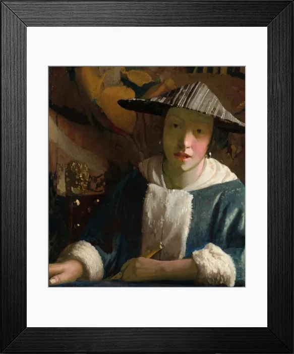 Framed Print : Girl with a Flute, probably 1665 / 1675. Creator: Jan Vermeer Framed Print : Girl with a Flute, probably 1665 / 1675. Creator: Jan Vermeer
