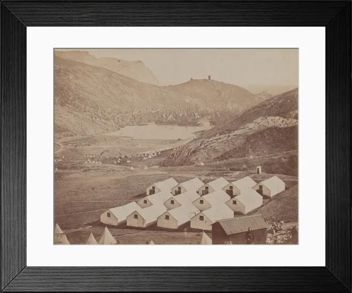 Framed Print : Hutted Camp with Balaclava Harbor in Distance, 1855-1856. Creator: James Robertson Framed Print : Hutted Camp with Balaclava Harbor in Distance, 1855-1856. Creator: James Robertson
