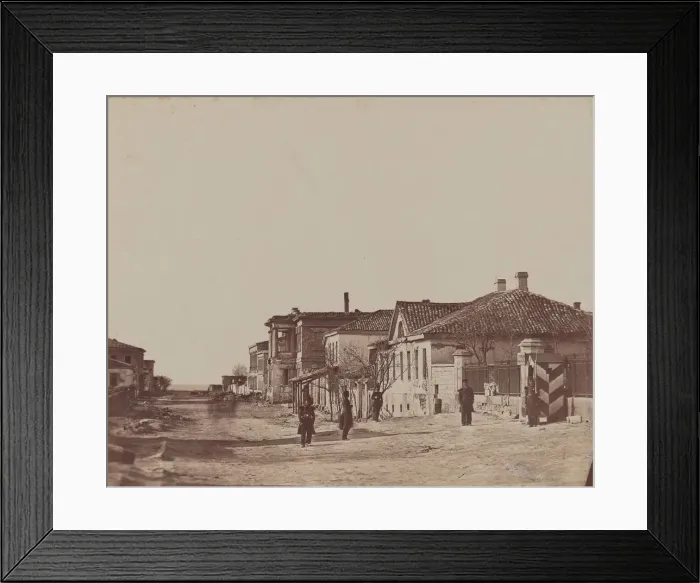 Framed Print : View of Street with Soldiers, 1855-1856. Creator: James Robertson Framed Print : View of Street with Soldiers, 1855-1856. Creator: James Robertson