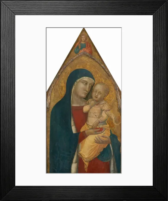 Framed Print : Madonna and Child, with the Blessing Christ [middle panel], probably 1340