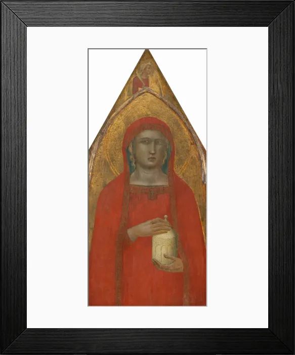 Framed Print : Saint Mary Magdalene, with an Angel [left panel], probably 1340