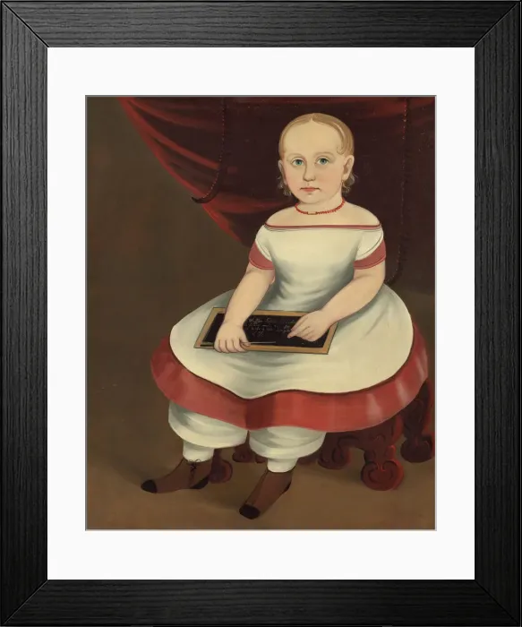 Framed Print : Little Girl with Slate, c. 1845. Creator: Prior-Hamblin School Framed Print : Little Girl with Slate, c. 1845. Creator: Prior-Hamblin School