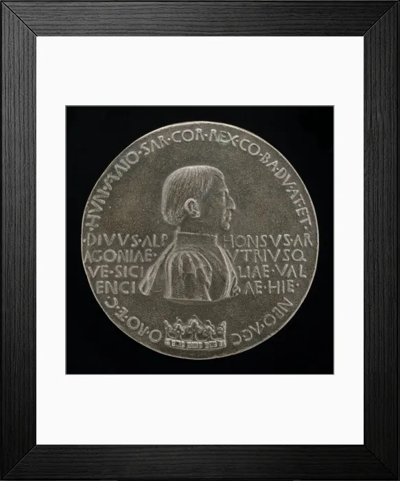 Framed Print : Alfonso V of Aragon, 1394-1458, King of Naples and Sicily 1443 [obverse], c. 1449