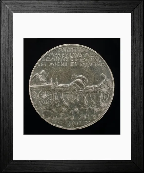 Framed Print : Angel in a Car Drawn by Horses [reverse], c. 1449. Creator: Pisanello