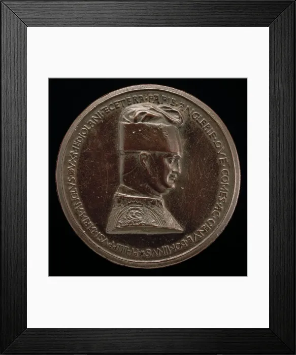 Framed Print : Filippo Maria Visconti, 1392-1447, Duke of Milan 1412 [obverse], c. 1441