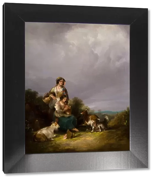 Two Young Women And Goats In A Landscape, 1870. Creator: William Shayer