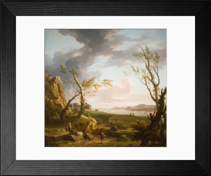 Framed Print : The Mouth Of An Estuary, 1760. Creator: George Lambert Framed Print : The Mouth Of An Estuary, 1760. Creator: George Lambert