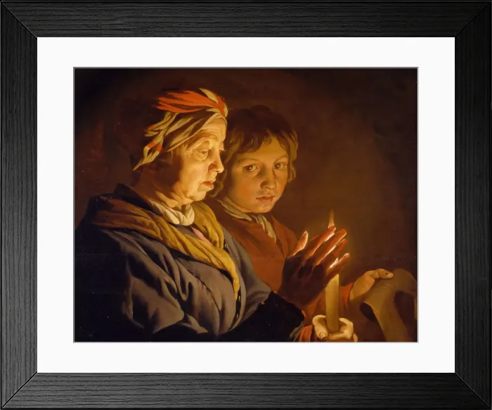 Framed Print : Old Woman And A Boy By Candlelight, 1630-1650. Creator: Matthias Stomer Framed Print : Old Woman And A Boy By Candlelight, 1630-1650. Creator: Matthias Stomer