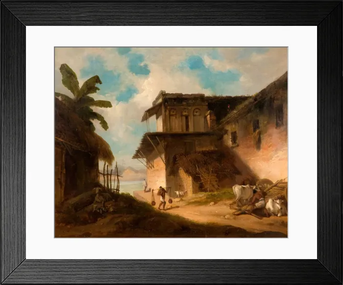 Framed Print : Bengal Village Scene, 1821. Creator: George Chinnery Framed Print : Bengal Village Scene, 1821. Creator: George Chinnery