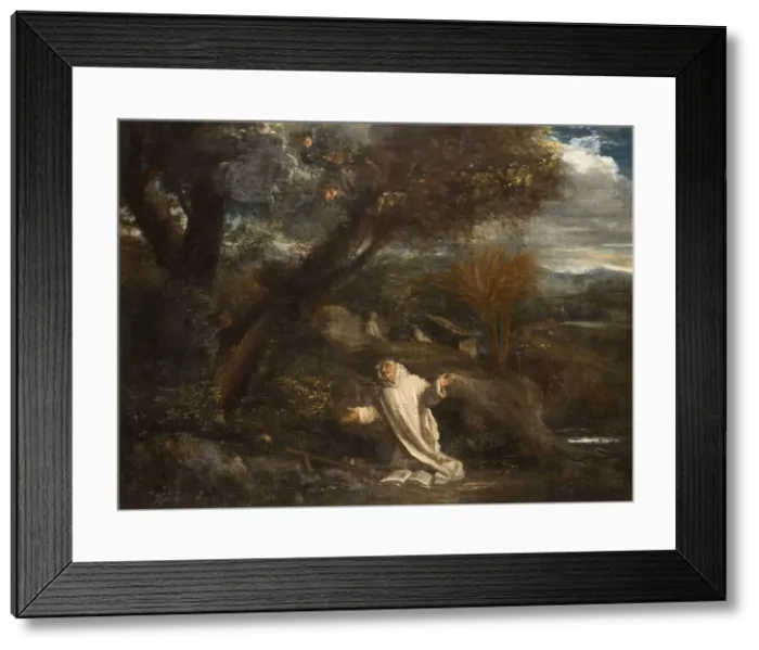 Framed Print : Landscape with a Saint in Ecstasy, 1612-1647. Creator: Pier Francesco Mola Framed Print : Landscape with a Saint in Ecstasy, 1612-1647. Creator: Pier Francesco Mola