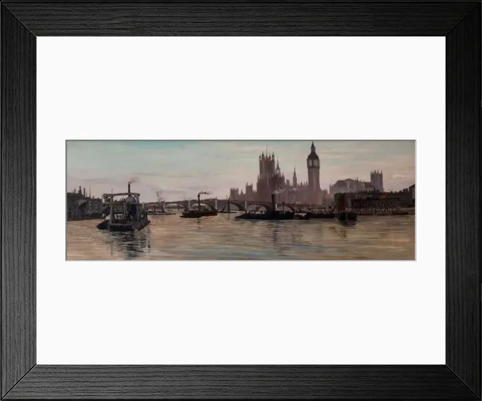 Framed Print : The Thames at Westminster, 1878. Creator: Edwin Edwards Framed Print : The Thames at Westminster, 1878. Creator: Edwin Edwards