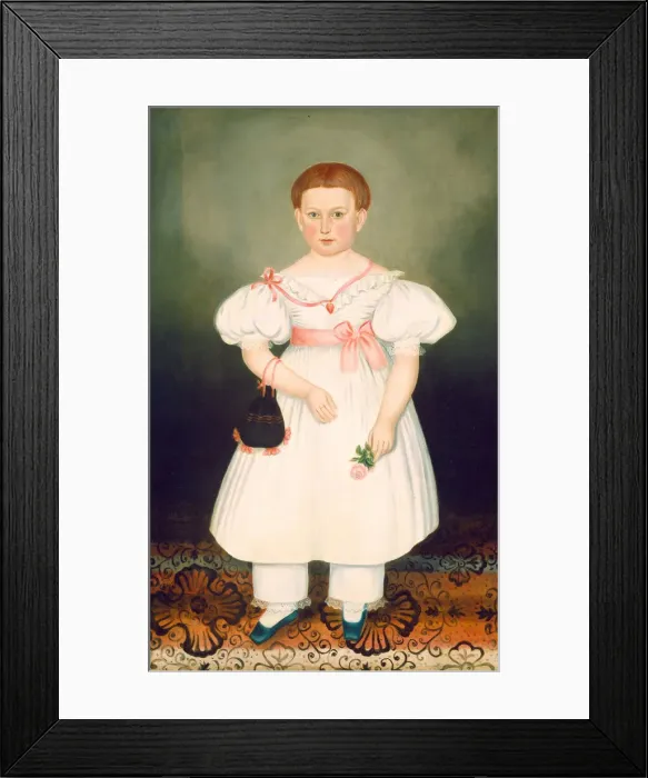 Framed Print : Girl with Reticule and Rose, c. 1840. Creator: Joseph Whiting Stock Framed Print : Girl with Reticule and Rose, c. 1840. Creator: Joseph Whiting Stock