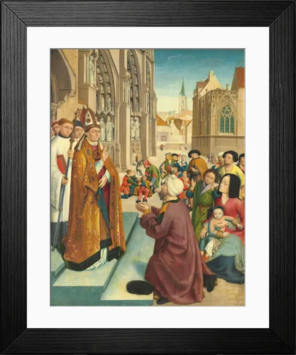 Framed Print : Episodes from the Life of a Bishop Saint, c. 1500. Creator: Master of Saint Gilles Framed Print : Episodes from the Life of a Bishop Saint, c. 1500. Creator: Master of Saint Gilles