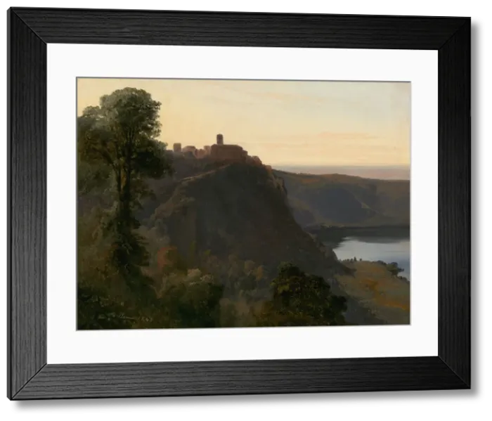 Framed Print : View of Lake Nemi, 1843. Creator: Jules Coignet Framed Print : View of Lake Nemi, 1843. Creator: Jules Coignet