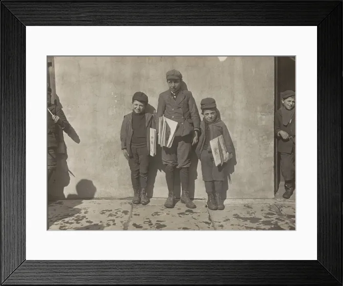 Framed Print : John Pento, 14 years old, Daniel and Angelo Pento, 7 years old, selling newspapers Framed Print : John Pento, 14 years old, Daniel and Angelo Pento, 7 years old, selling newspapers