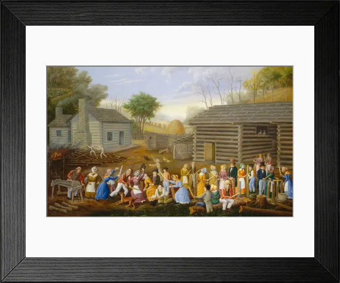Framed Print : Flax Scutching Bee, 1885. Creator: Linton Park Framed Print : Flax Scutching Bee, 1885. Creator: Linton Park