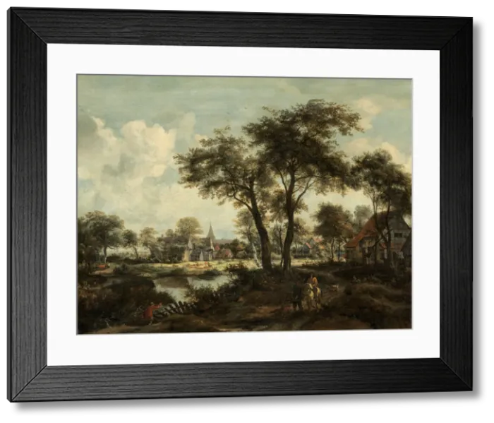 Framed Print : Village near a Pool, c. 1670. Creator: Meindert Hobbema Framed Print : Village near a Pool, c. 1670. Creator: Meindert Hobbema