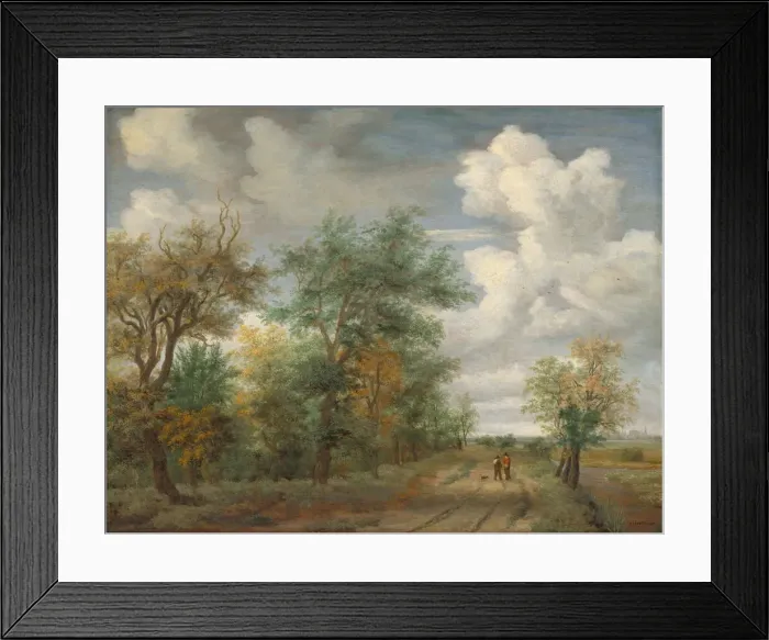 Framed Print : Wooded Landscape with Figures, c. 1658. Creator: Meindert Hobbema Framed Print : Wooded Landscape with Figures, c. 1658. Creator: Meindert Hobbema
