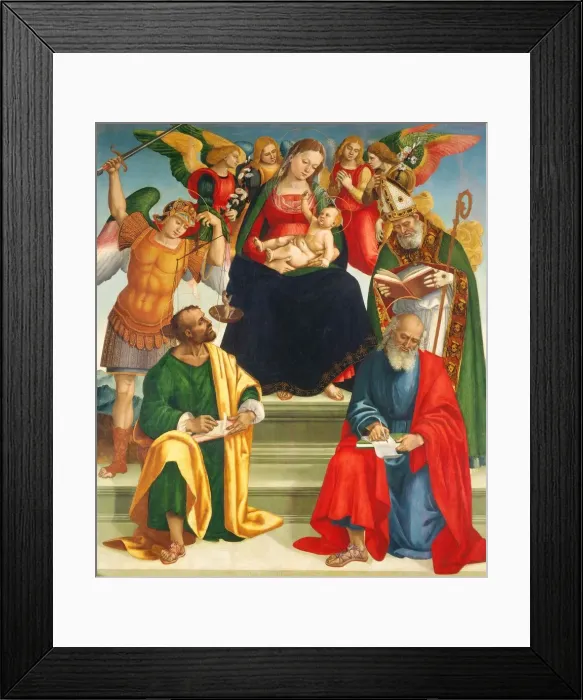 Framed Print : Madonna and Child with Saints and Angels, mid or late 1510s. Creator: Luca Signorelli Framed Print : Madonna and Child with Saints and Angels, mid or late 1510s. Creator: Luca Signorelli