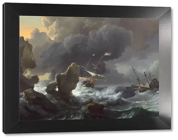 Ships in Distress off a Rocky Coast, 1667. Creator: Ludolf Backhuysen I