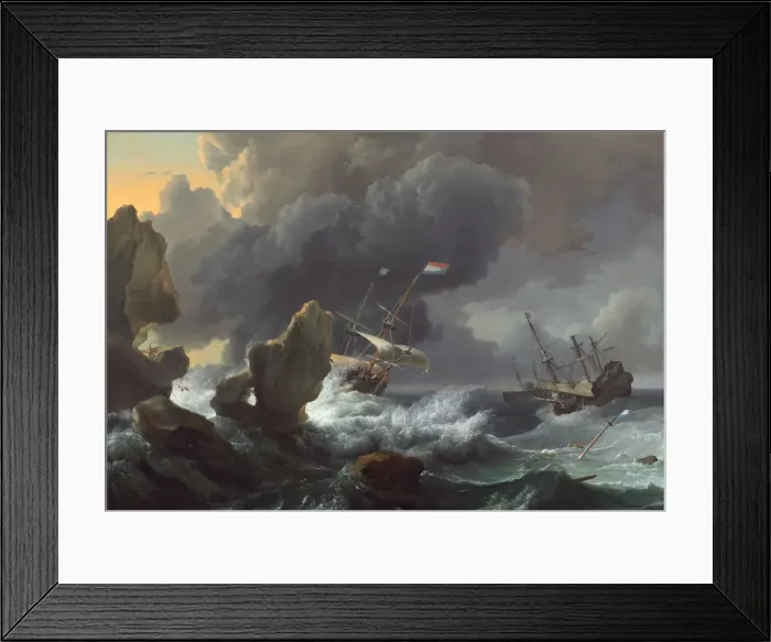 Framed Print : Ships in Distress off a Rocky Coast, 1667. Creator: Ludolf Backhuysen I Framed Print : Ships in Distress off a Rocky Coast, 1667. Creator: Ludolf Backhuysen I