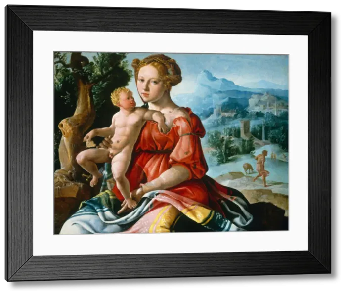 Framed Print : The Rest on the Flight into Egypt, c. 1530. Creator: Maerten van Heemskerck Framed Print : The Rest on the Flight into Egypt, c. 1530. Creator: Maerten van Heemskerck