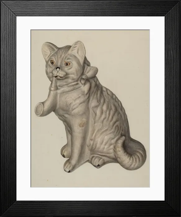 Framed Print : Cat Saving Bank, c. 1940. Creator: Mina Lowry Framed Print : Cat Saving Bank, c. 1940. Creator: Mina Lowry