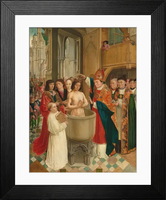 Framed Print : The Baptism of Clovis, c. 1500. Creator: Master of Saint Gilles Framed Print : The Baptism of Clovis, c. 1500. Creator: Master of Saint Gilles