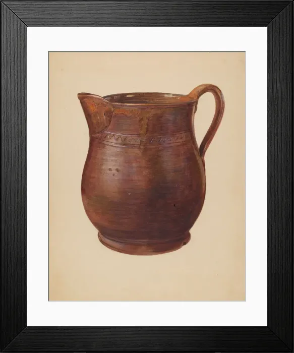 Framed Print : Earthenware Pitcher, c. 1940. Creator: Mina Lowry