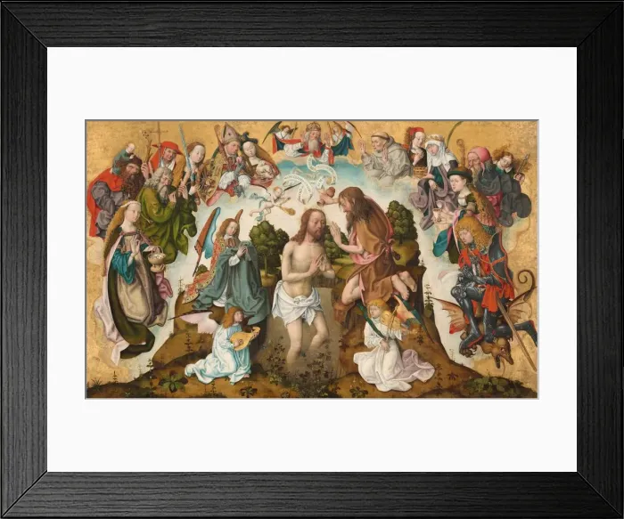 Framed Print : The Baptism of Christ, c. 1485  /  1500. Creator: Master of the St Bartholomew Altarpiece
