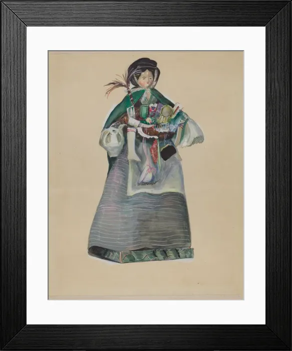 Framed Print : Peddler Doll, c. 1936. Creator: Mina Lowry Framed Print : Peddler Doll, c. 1936. Creator: Mina Lowry