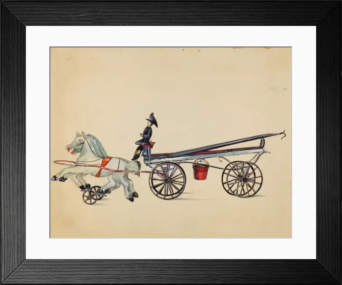 Framed Print : Toy Hook and Ladder, with Two Horses, c. 1936. Creator: Mina Lowry Framed Print : Toy Hook and Ladder, with Two Horses, c. 1936. Creator: Mina Lowry