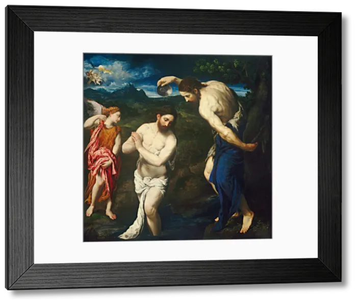 Framed Print : The Baptism of Christ, c. 1535 / 1540. Creator: Paris Bordone Framed Print : The Baptism of Christ, c. 1535 / 1540. Creator: Paris Bordone