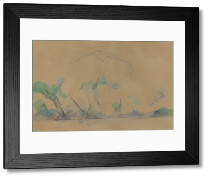 Framed Print : Mont Sainte-Victoire [recto], c. 1895. Creator: Paul Cezanne