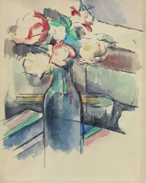 Roses in a Bottle [recto], 1900  /  1904. Creator: Paul Cezanne