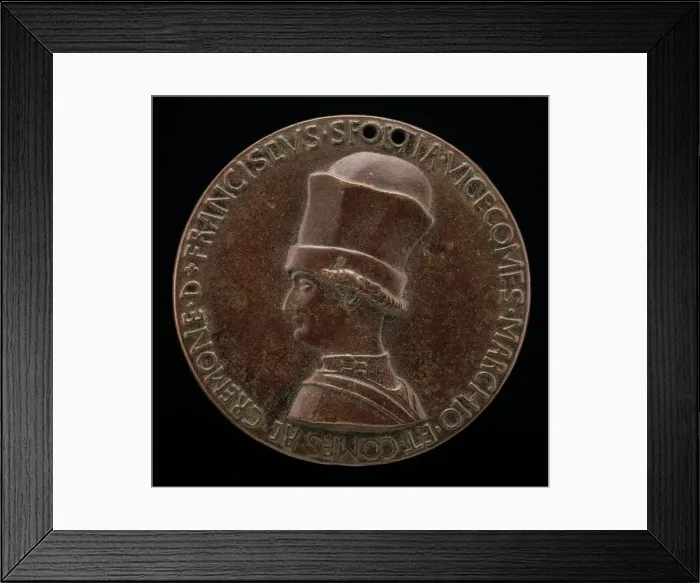 Framed Print : Francesco I Sforza, 1401-1466, 4th Duke of Milan 1450 [obverse], c. 1441