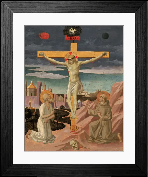 Framed Print : The Crucifixion with Saint Jerome and Saint Francis, c. 1445 / 1450 Framed Print : The Crucifixion with Saint Jerome and Saint Francis, c. 1445 / 1450