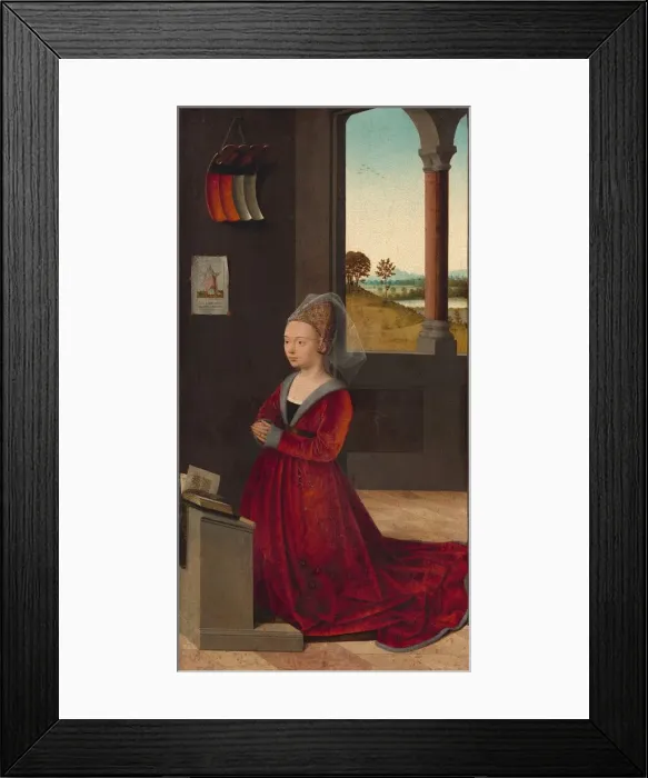 Framed Print : Portrait of a Female Donor, c. 1455. Creator: Petrus Christus