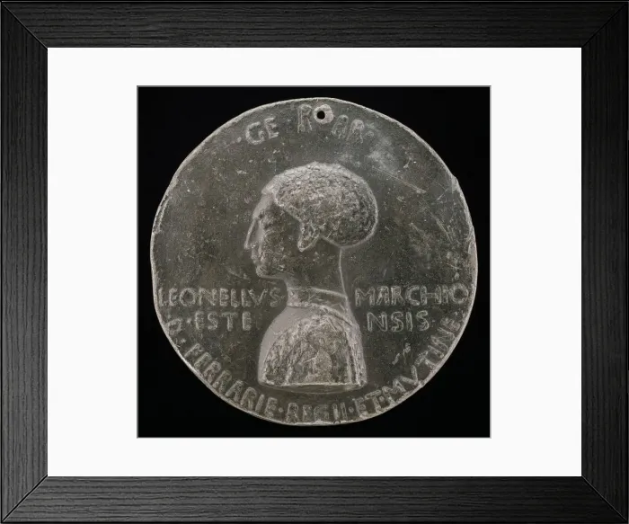 Framed Print : Leonello d Este, 1407-1450, Marquess of Ferrara 1441 [obverse], 1444. Creator: Pisanello
