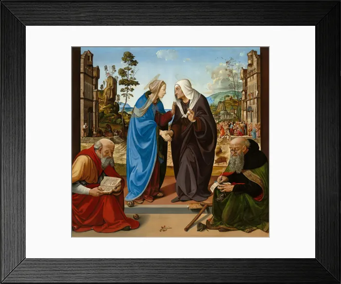Framed Print : The Visitation with Saint Nicholas and Saint Anthony Abbot, c. 1489 / 1490 Framed Print : The Visitation with Saint Nicholas and Saint Anthony Abbot, c. 1489 / 1490