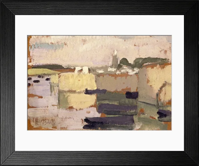 Framed Print : Village at the Waters Edge, 1910. Creator: Roger de la Fresnaye Framed Print : Village at the Waters Edge, 1910. Creator: Roger de la Fresnaye