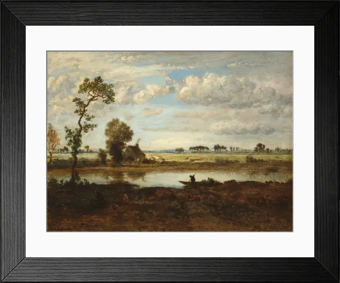 Framed Print : Landscape with Boatman, c. 1860. Creator: Theodore Rousseau Framed Print : Landscape with Boatman, c. 1860. Creator: Theodore Rousseau